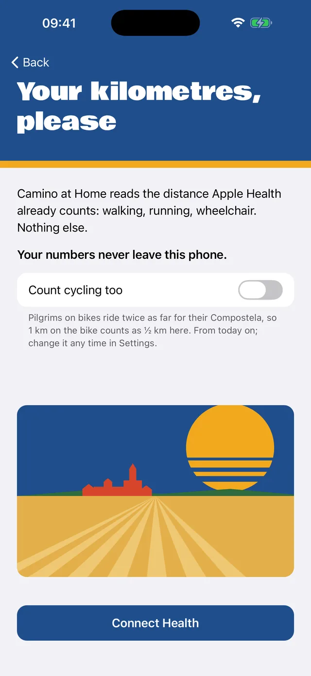 The Health step with the switch to count cycling too.